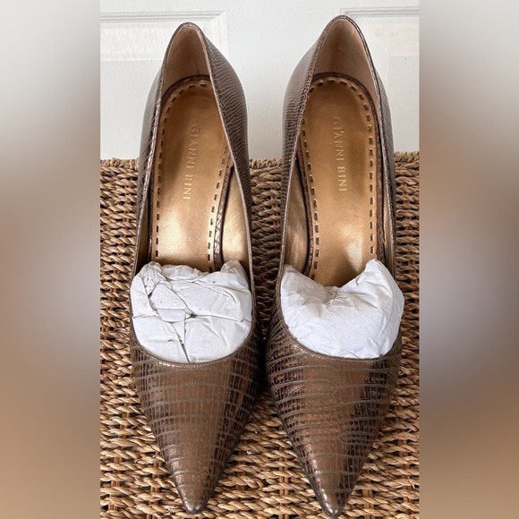 Gianni Bini Copper‎ Reptile Print Slip On Heels Size 10 - Picture 1 of 9